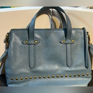 Fossil Elegant Blue Leather Handbag